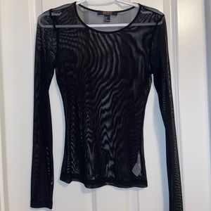 Black Mesh Long Sleeve Top
